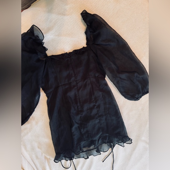 12th TRIBE Lioness Feng Shui Black Sheer Sleeve Mini Dress - Picture 7 of 16